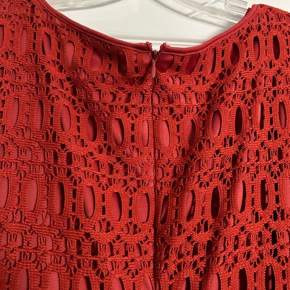 Dress Barn Women's Size 20 Rust Red/Orange Crochet Lace 3/4 Sleeve Dress - Picture 8 of 11